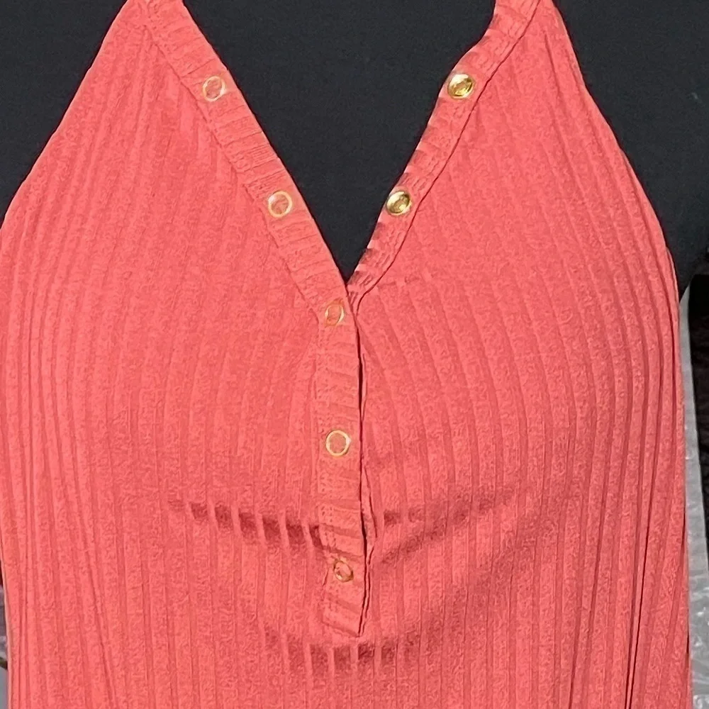 No Boundries Junior Halter One Piece Ribber Swimsuit Low Cut Medium Dark Orange
